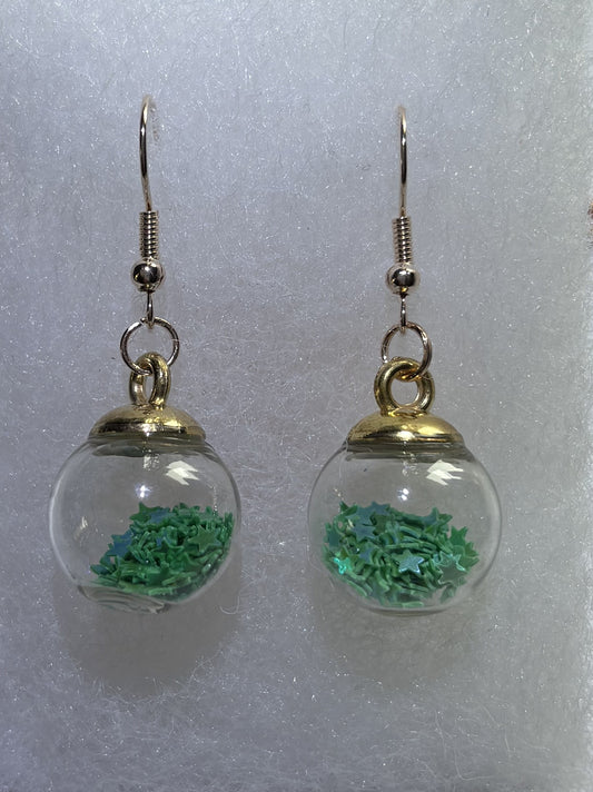 Baubled Holiday Earrings – Evergreen Glow Mini Ornament Dangles