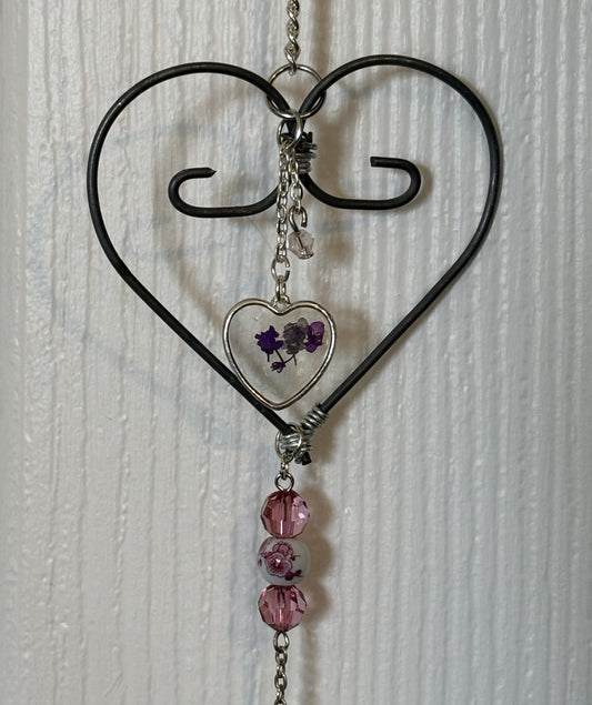 Rustic Valentine Wire Heart — Deep Rose