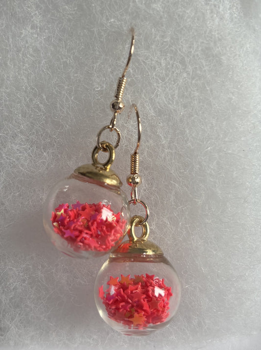 Baubled Holiday Earrings –  Electric Hot Pink Mini Ornament Dangles