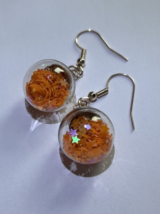 Baubled Holiday Earrings –  Holiday Orange Pop Mini Ornament Dangles