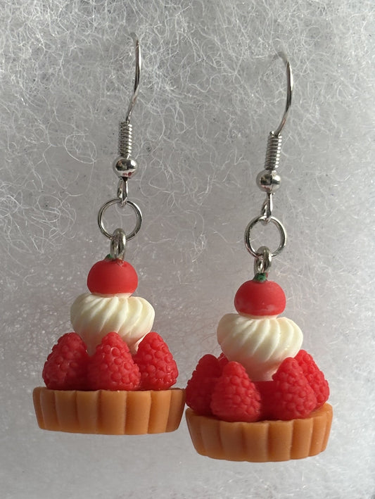 Raspberry Dream Tartlet Earrings – Festive Sweet Treat Jewelry