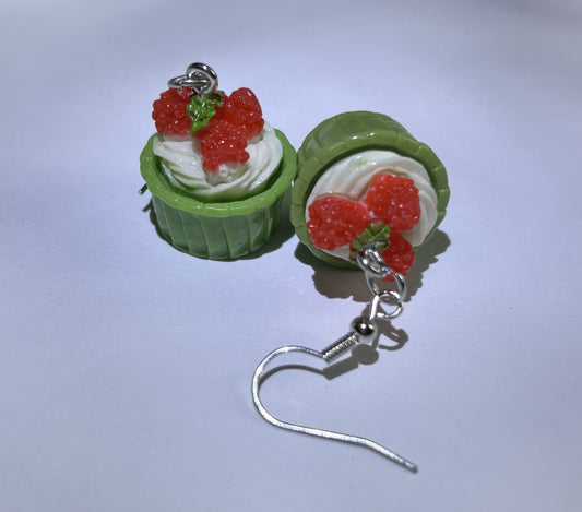 Raspberry Swirl Cup Earrings – Fruity Whipped Dessert Jewelry
