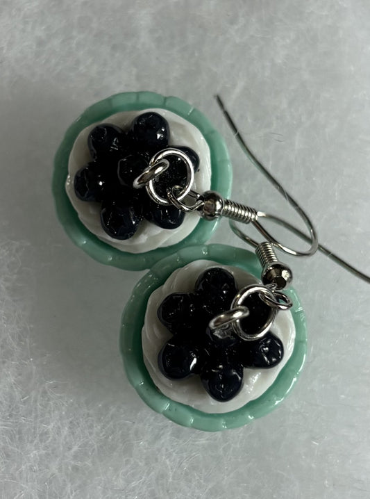 Blueberry Whip Tart Earrings – Mini Tart Dessert Dangles