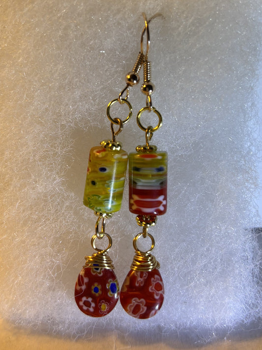 Autumn Orchard Millefiori Drop Earrings