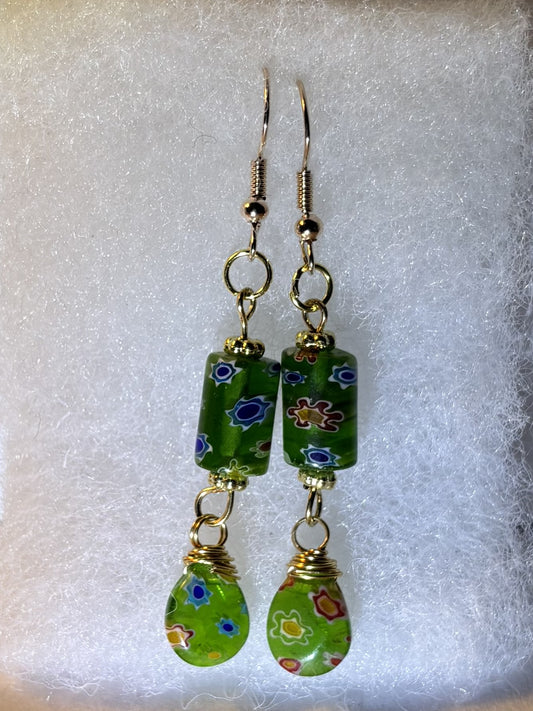Spring Canopy Millefiori Drop Earrings