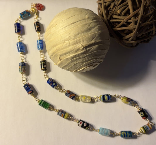 Millefiori Garden Glass Link Necklace