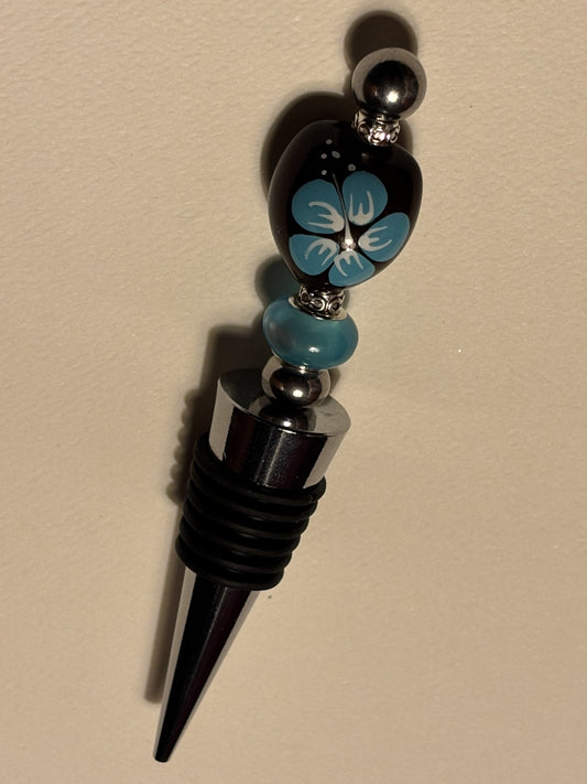 Blue and Silver Brushstroke Wine Bottle Topper