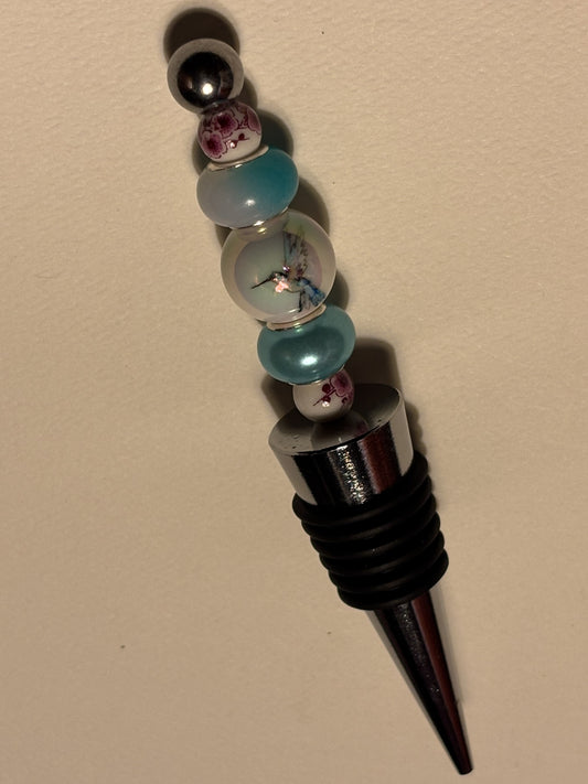 Sky Blue Humming Bird Wine Bottle Topper