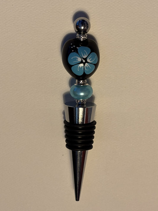 Blue and Silver Brushstroke Wine Bottle Topper II