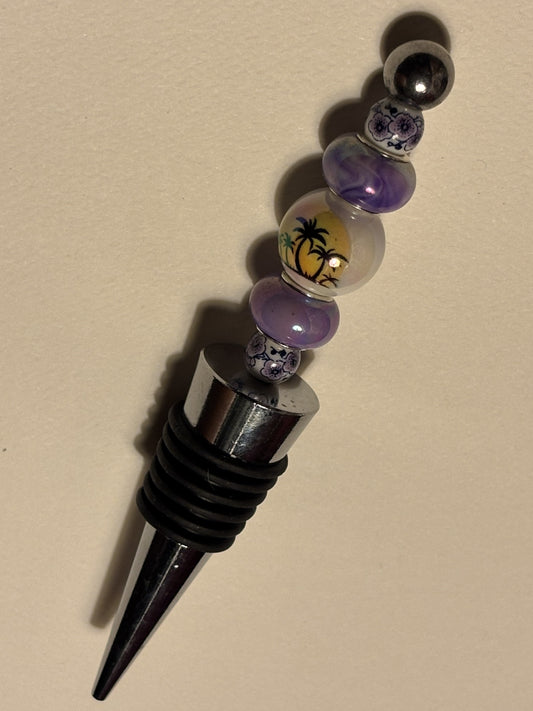 Palm Tree Purple Wine Bottle Topper